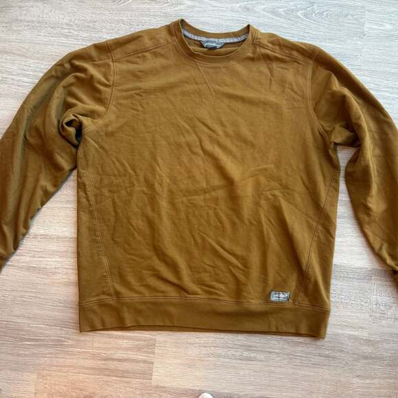 Eddie Bauer Men's Double Knit Crewneck Long Sleeve Shirt Dull Gold L - Picture 1 of 8